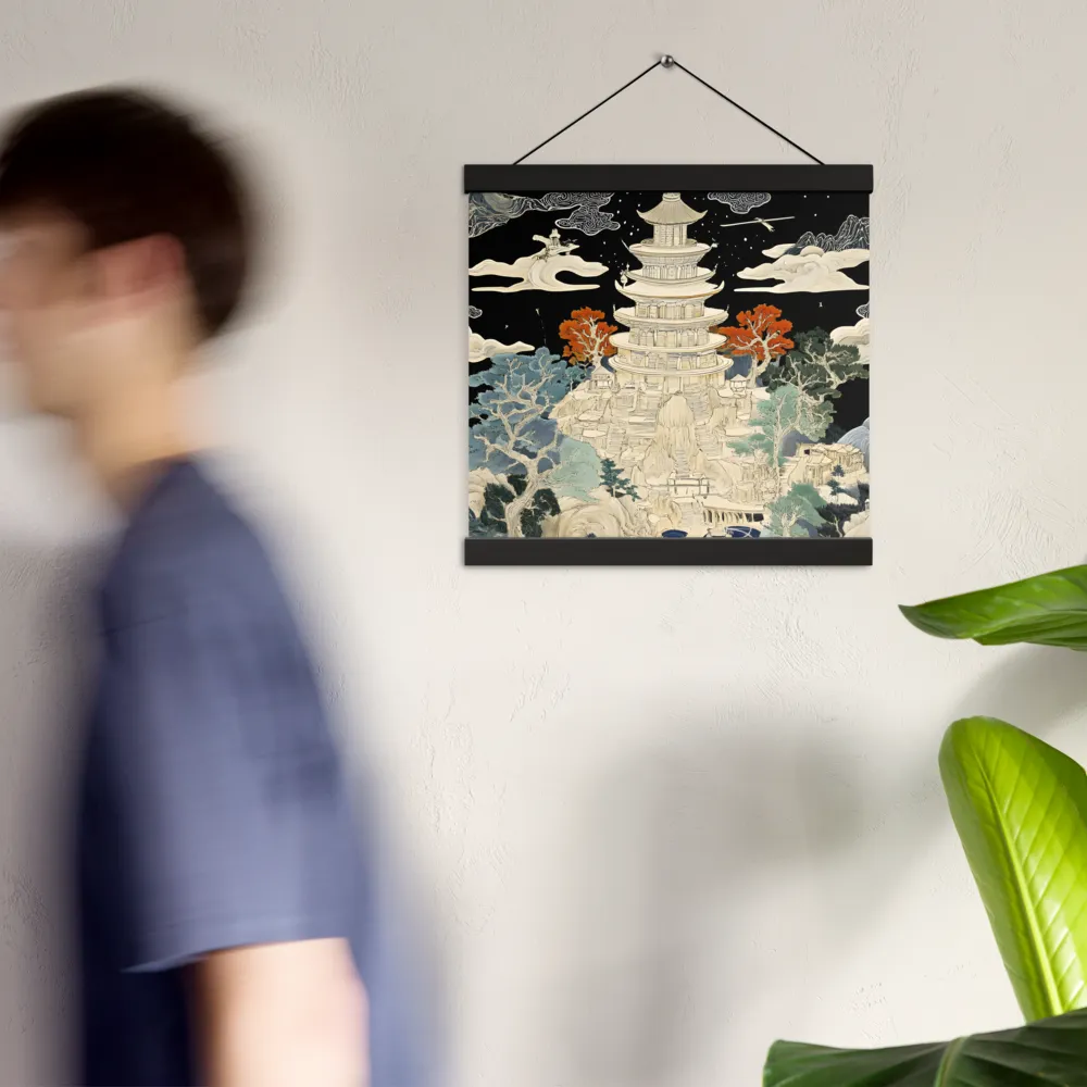 Whispers of the Pagoda | Poster With Black Wood Hanger | 12″×12″