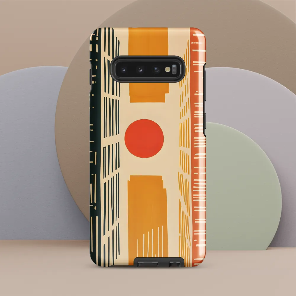 Urban Harmony: A Geometric Sunrise | Phone Case |  S10 Plus | Tough Case | Glossy