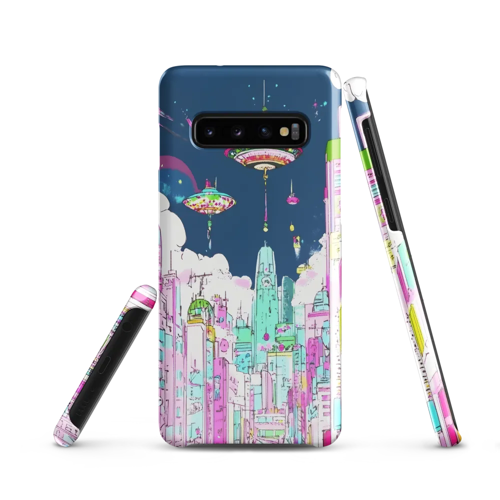 Futuristic Cityscape with Floating Structures | Phone Case |  S10 | Snap Case | Glossy