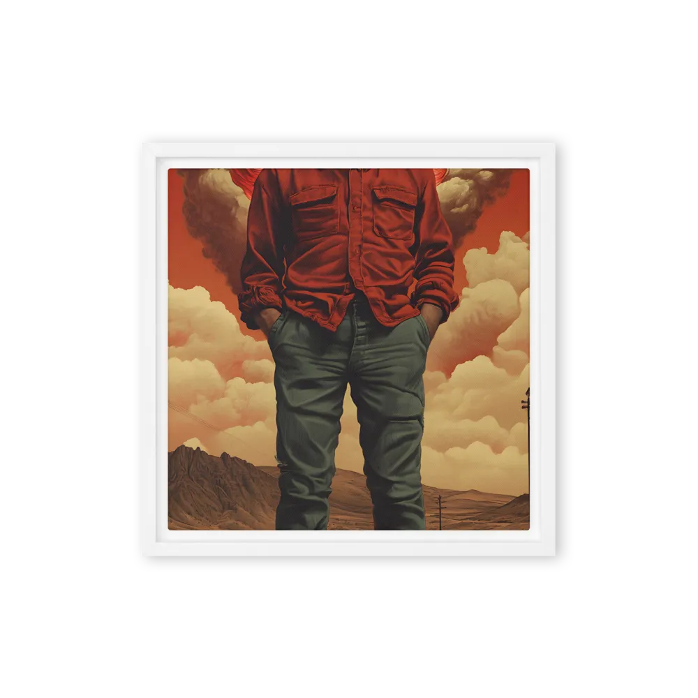 Defiant Spirit in a Surreal Landscape | Canvas with White Frame | 12″×12″