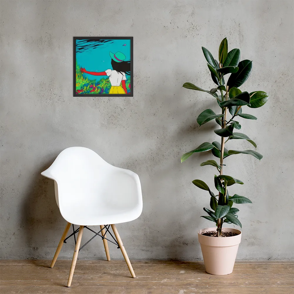 Whimsical Encounter | Poster with Black Frame | 16″×16″