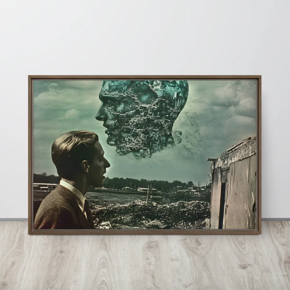 Ethereal Reflections: Identity in a Fragmented World | Canvas with Brown Frame | 24″×36″