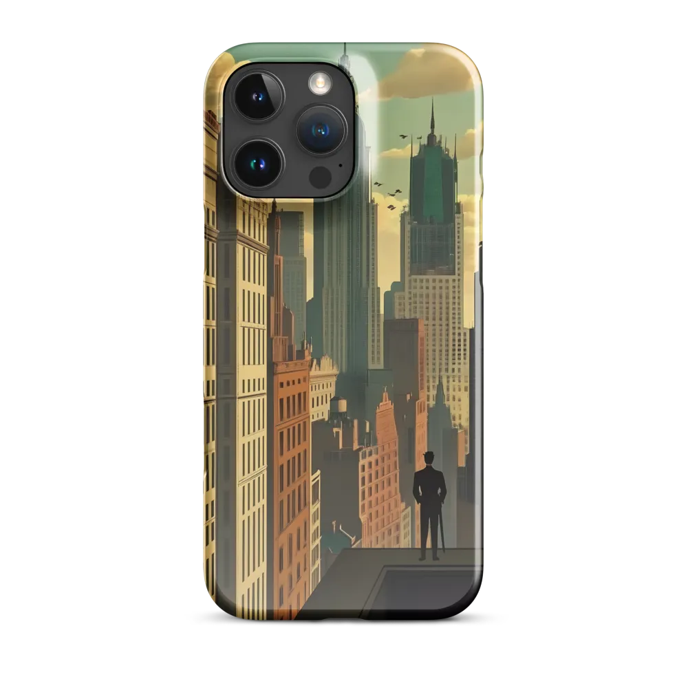 Urban Dreams: A Silhouette in Art Deco Cityscape