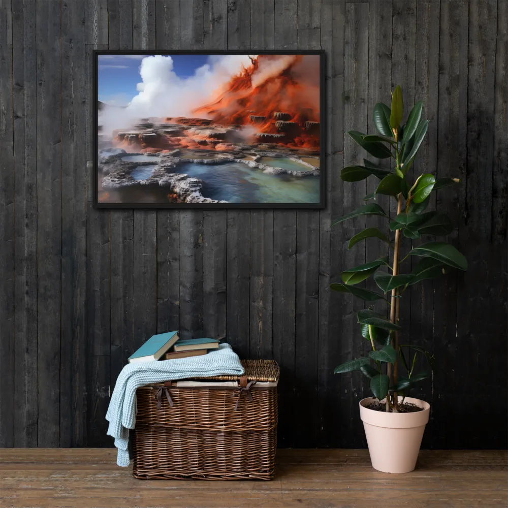 Nature's Fury: The Volcano's Expression | Canvas with Black Frame | 24″×36″