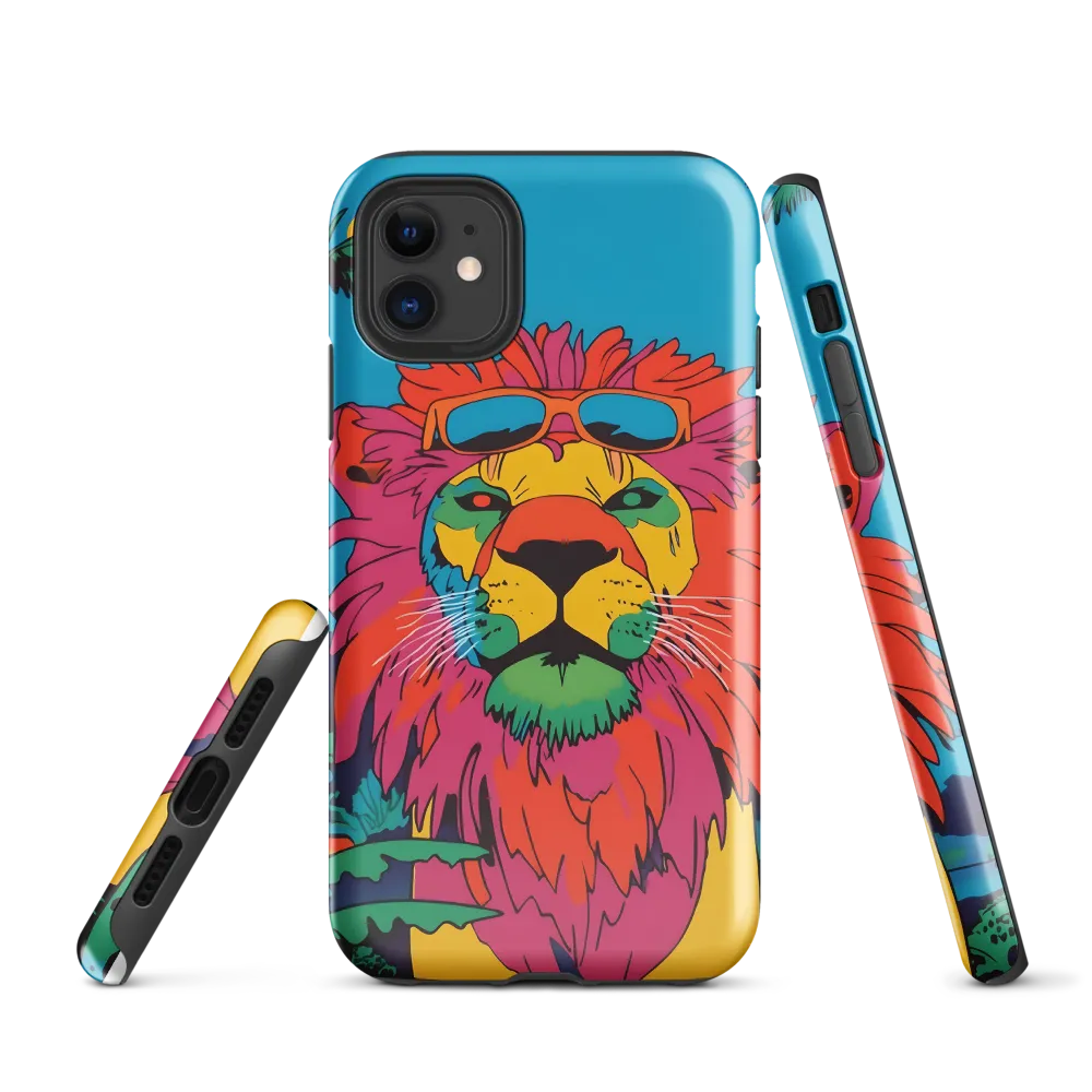 Lion with Sunglasses: A Vibrant Tropical Portrait