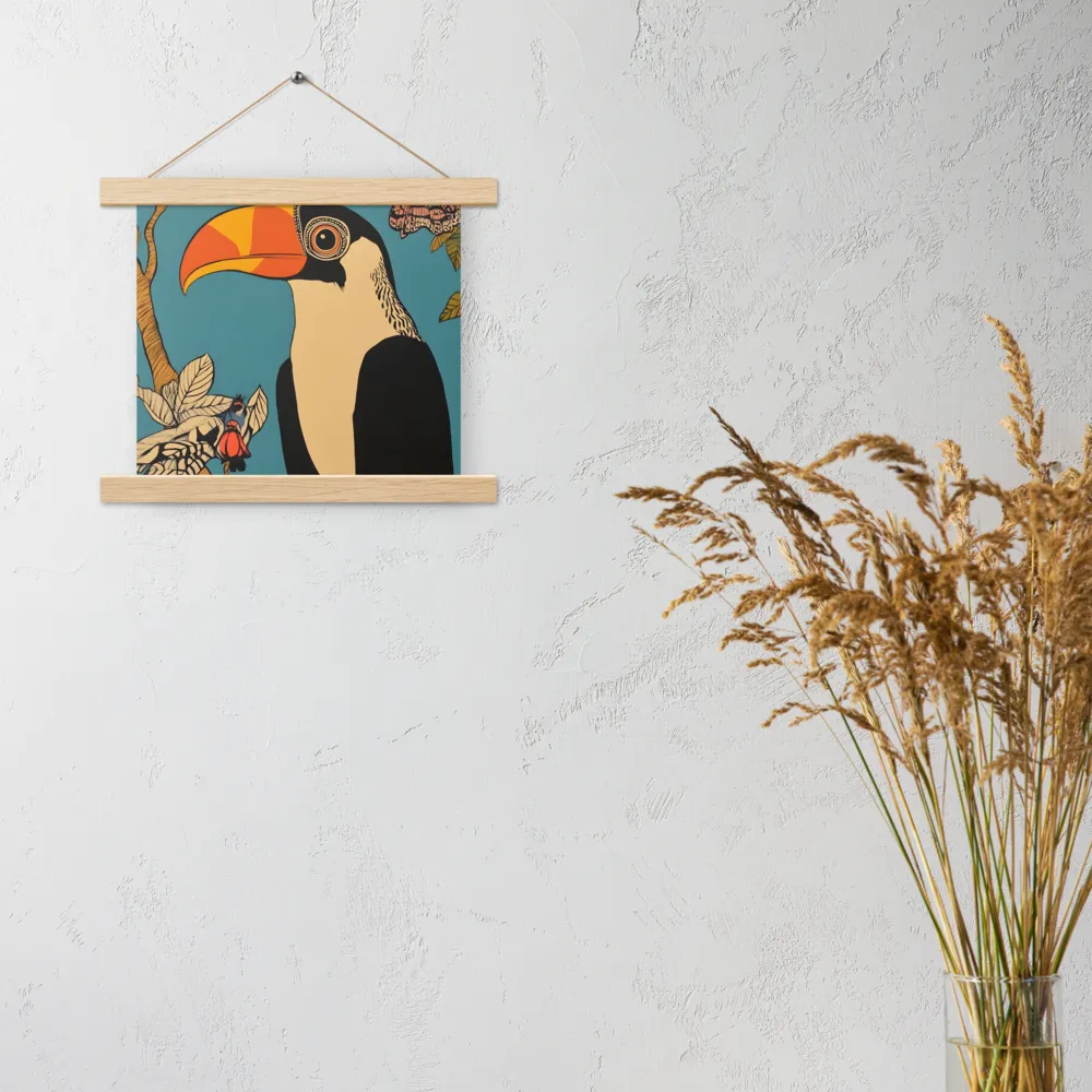 Tropical Majesty: The Toucan at Rest | Poster With Oak Wood Hanger | 10″×10″