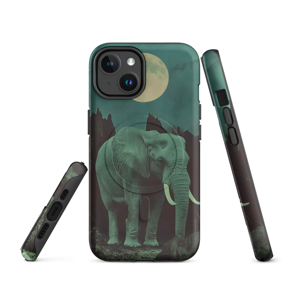 Ethereal Presence: Elephant Under a Full Moon | Phone Case |  14 | MagSafe® Tough Case | Matte
