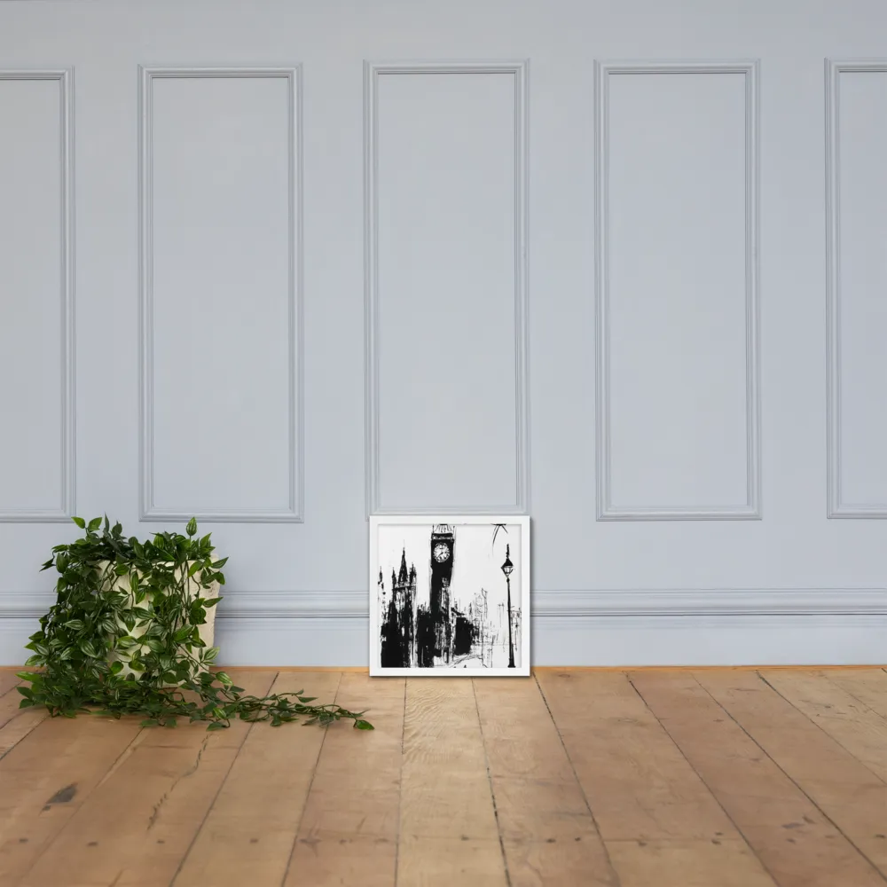 Clock Tower in Motion | Poster with White Frame | 14″×14″