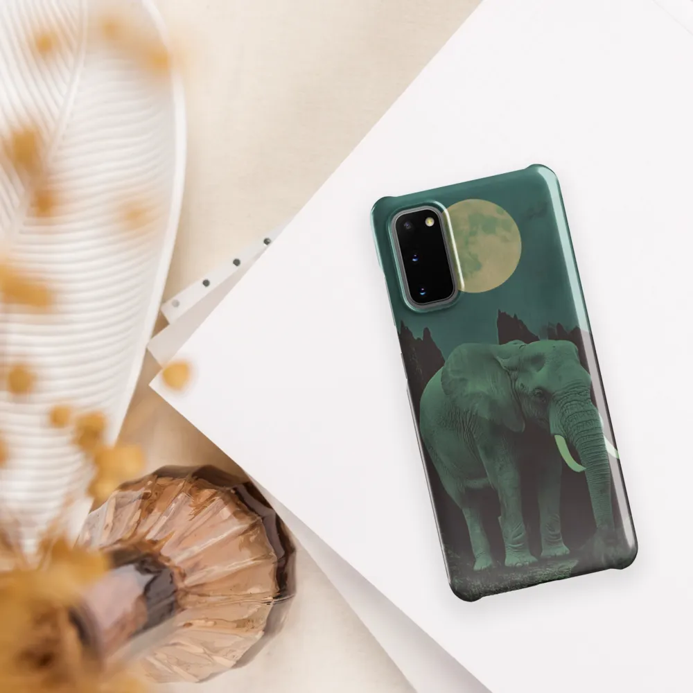 Ethereal Presence: Elephant Under a Full Moon | Phone Case |  S20 | Snap Case | Glossy