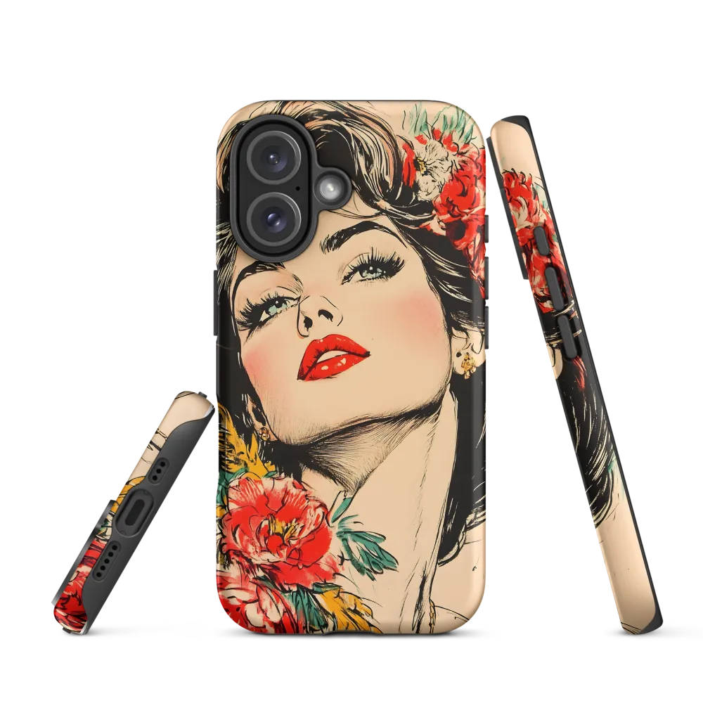 Radiance in Red: A Portrait of Elegance | Phone Case |  16 | Tough Case | Matte