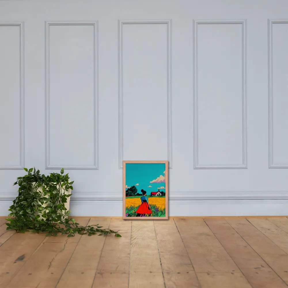Whispers of a Sunlit Meadow | Poster with Red oak Frame | 12″×16″