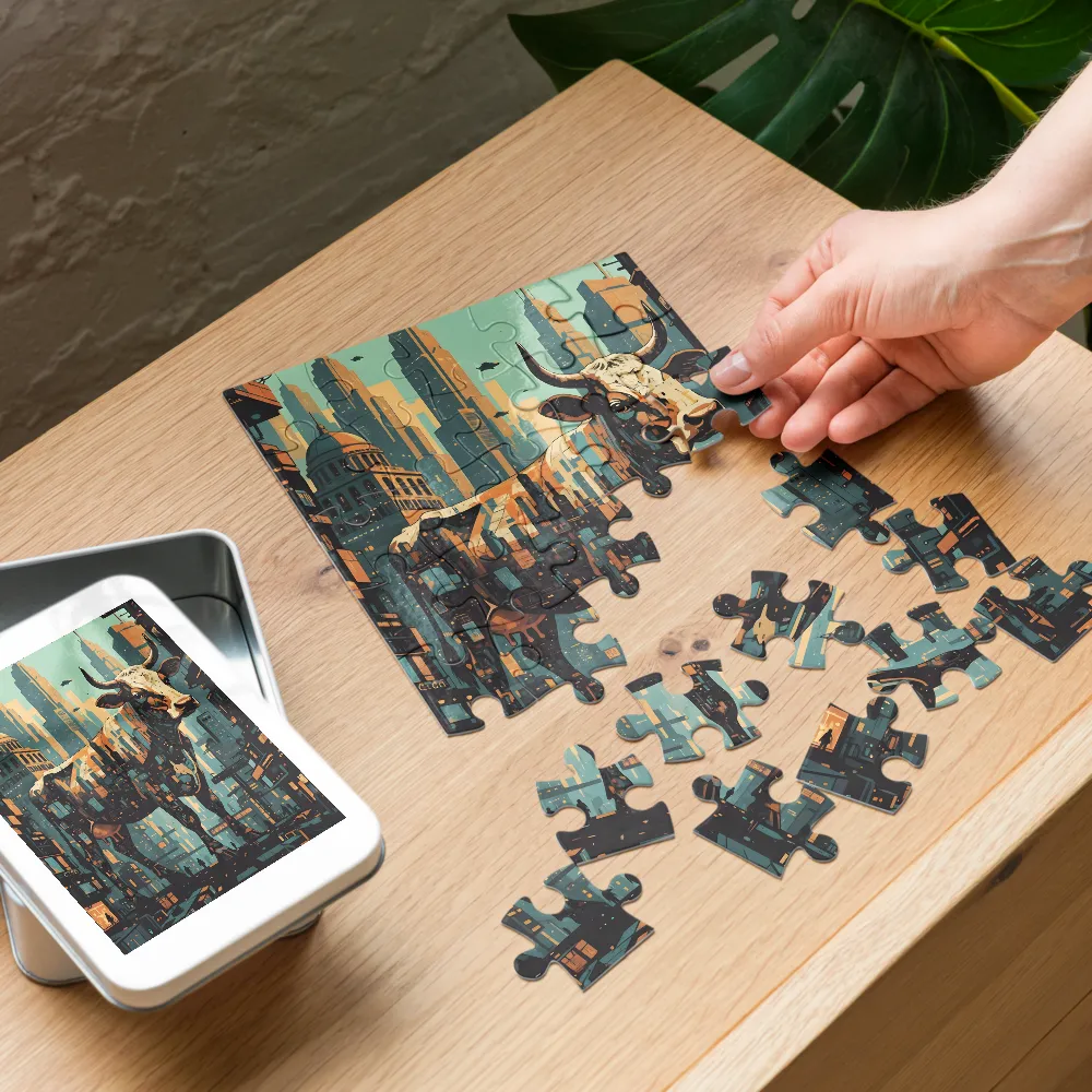 Metropolis Bull 
 Jigsaw Puzzle in Tin Box
