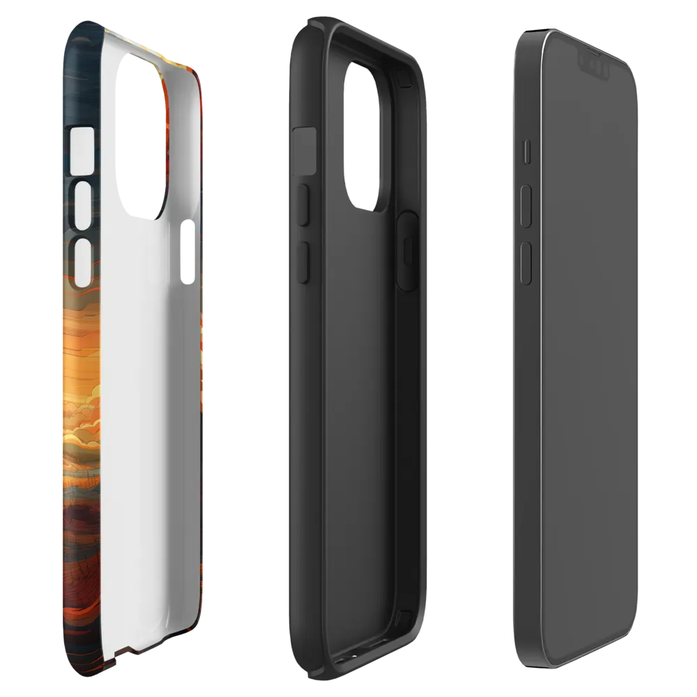 Ethereal Sunset: A Serene Landscape in Flowing Forms | Phone Case |  13 Pro Max | Tough Case | Matte