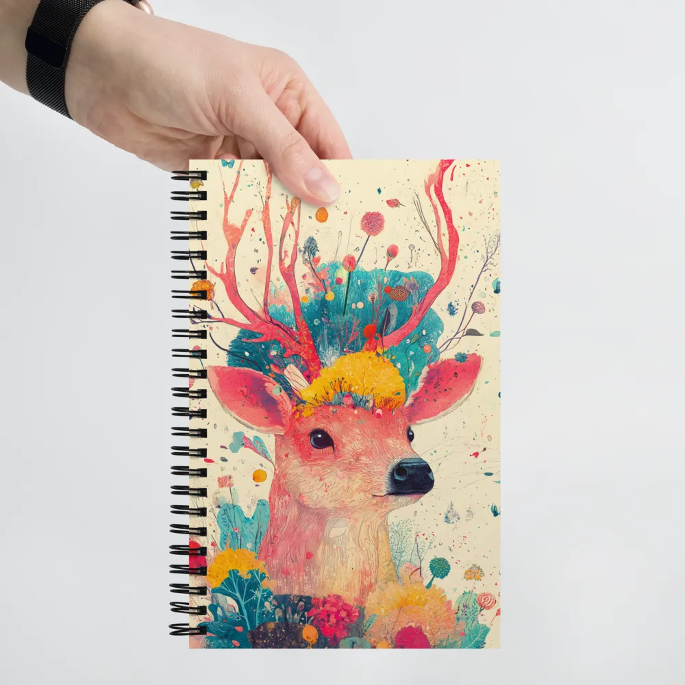 Whimsical Harmony: A Deer in Bloom | Spiral Notebook