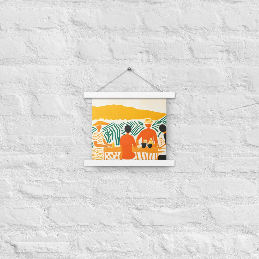 Summer Vibes: Café Conversations | Poster With White Wood Hanger | 10″×10″