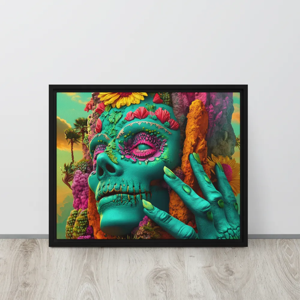 Ethereal Skull Garden | Canvas with Black Frame | 16″×20″