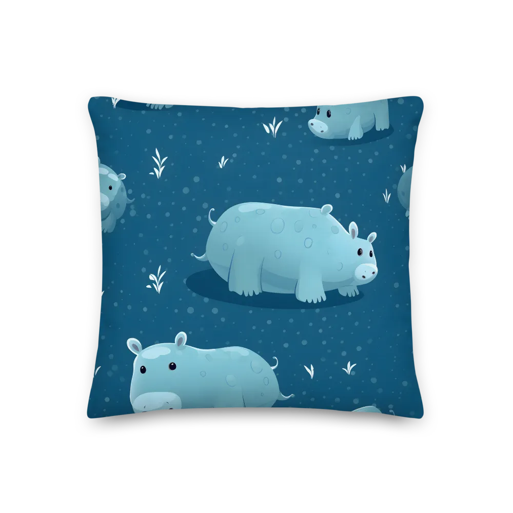 Whimsical Hippo Play | Pillow | 18″×18″