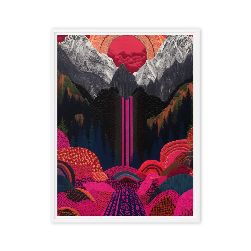 Ethereal Cascade: A Surreal Landscape | Canvas with White Frame | 24″×32″