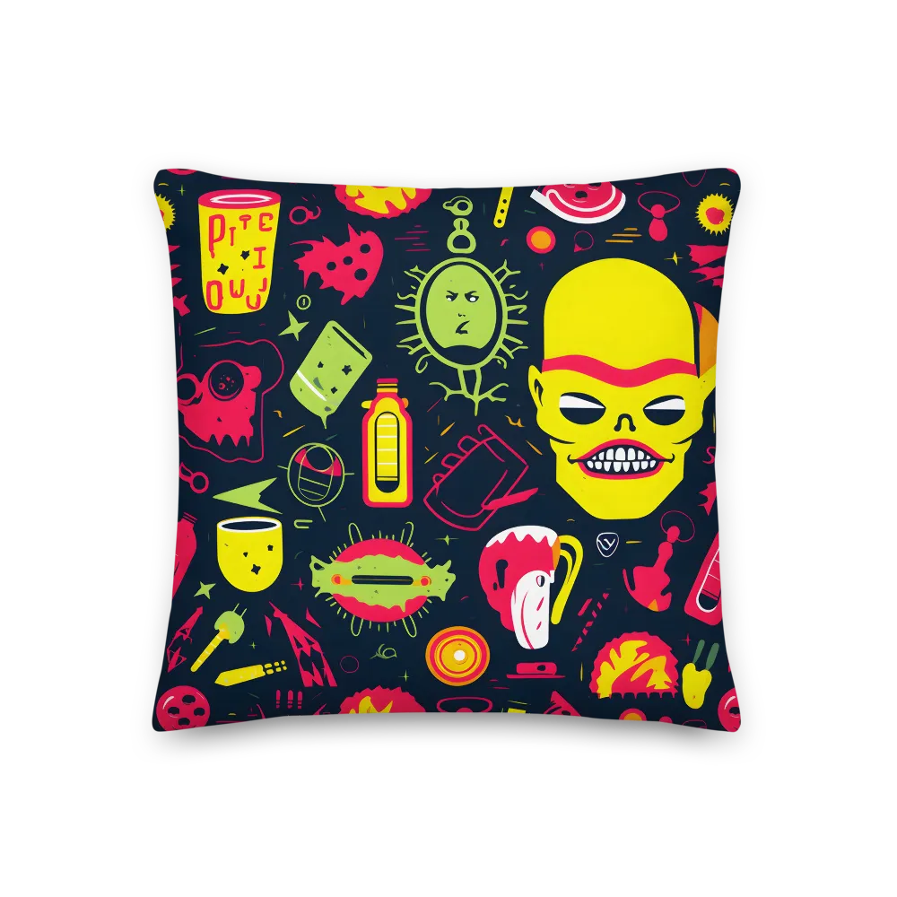 Neon Revelry: A Quirky Exploration of Modern Pop Art | Pillow | 18″×18″