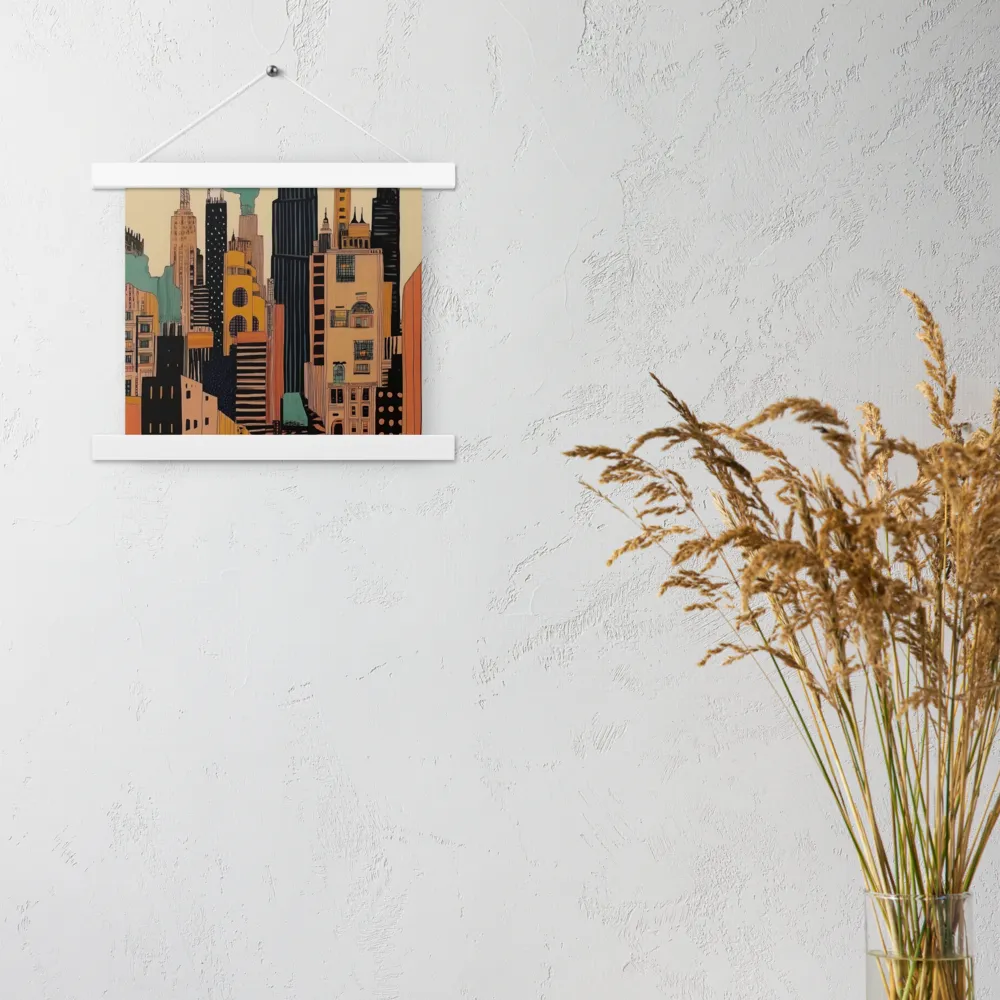 Urban Symphony in Ink | Poster With White Wood Hanger | 10″×10″