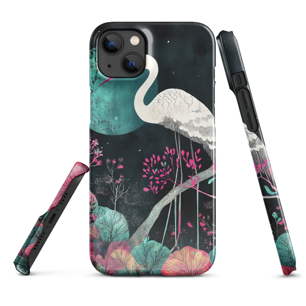 Ethereal Presence: Heron in a Floral Dreamscape | Phone Case |  14 Plus | Snap Case | Glossy