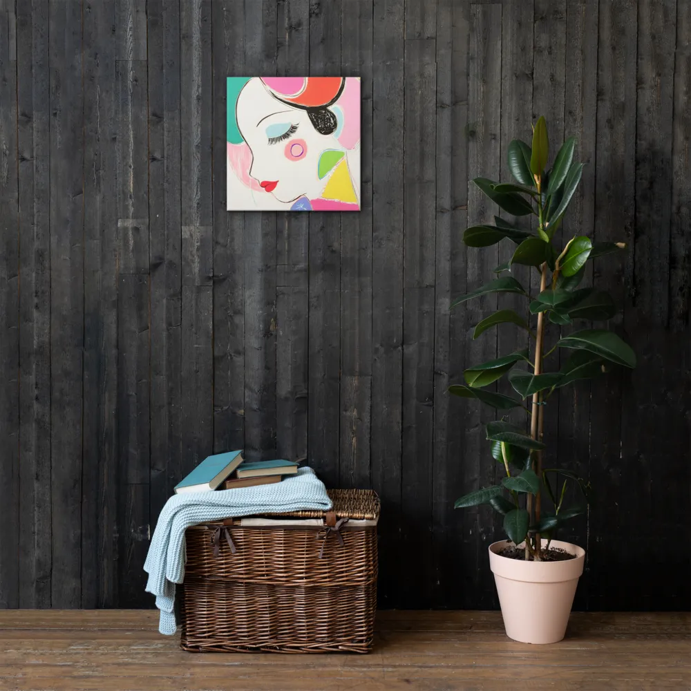 Whimsical Portrait in Colorful Abstraction | Thin Canvas | 16″×16″