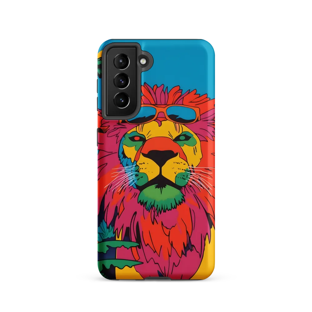 Lion with Sunglasses: A Vibrant Tropical Portrait
