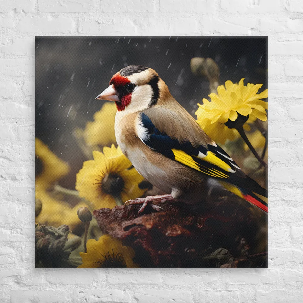 Harmony in Nature: A Goldfinch Amidst Blooms