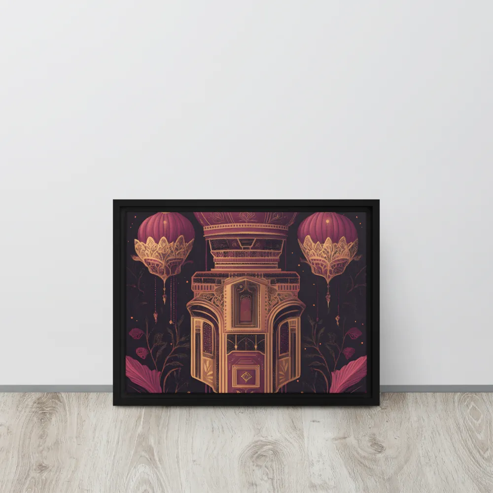 Ornate Harmony: A Digital Floral Architecture | Canvas with Black Frame | 12″×16″