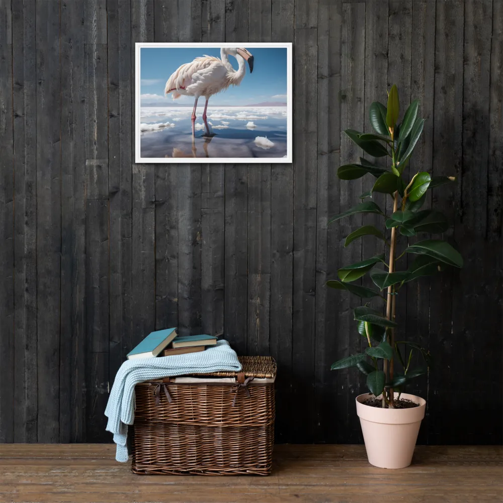 Graceful Solitude of a Flamingo | Canvas with White Frame | 18″×24″