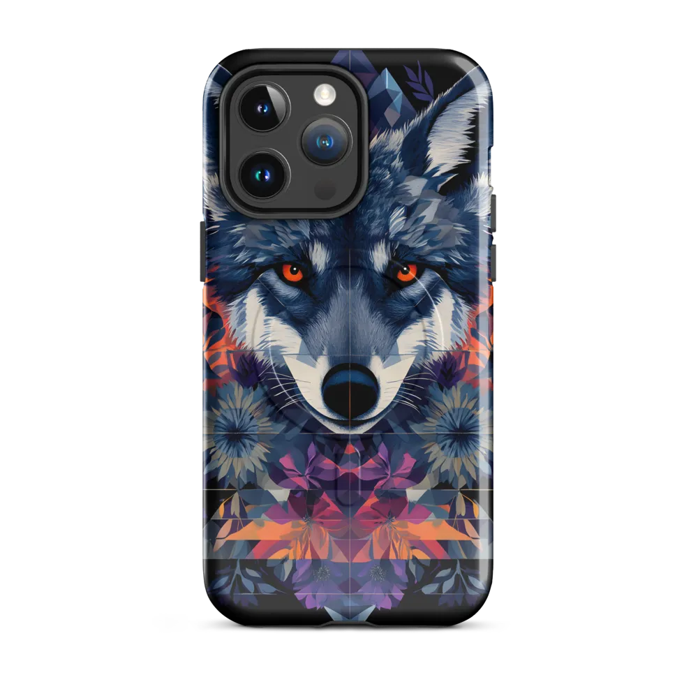 Mystical Wolf Amidst Floral Geometry