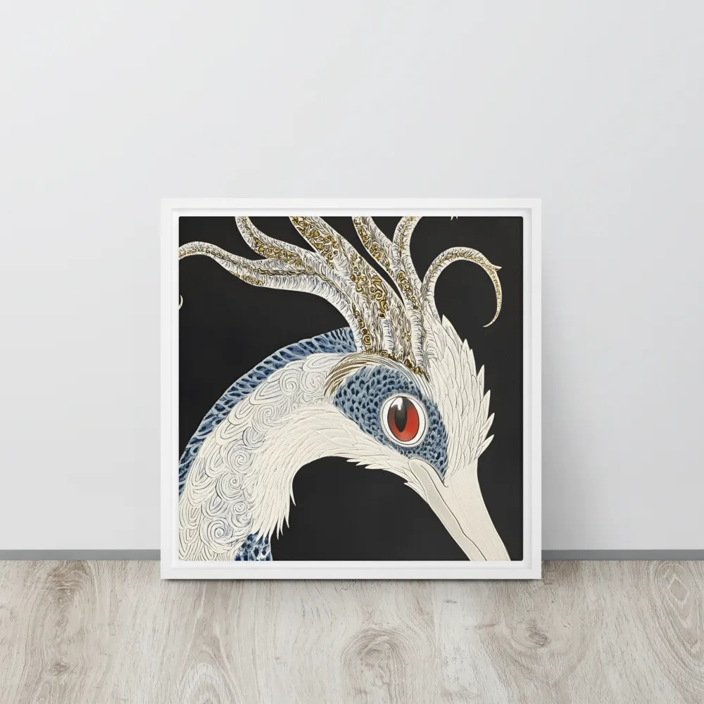 Elegance of the Majestic Peacock | Canvas with White Frame | 16″×16″