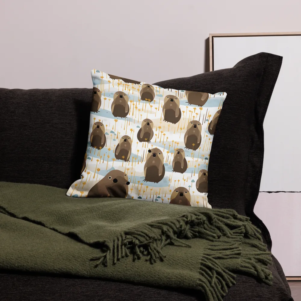 Whimsical Waters: A Celebration of Otters and Seals | Pillow | 18″×18″