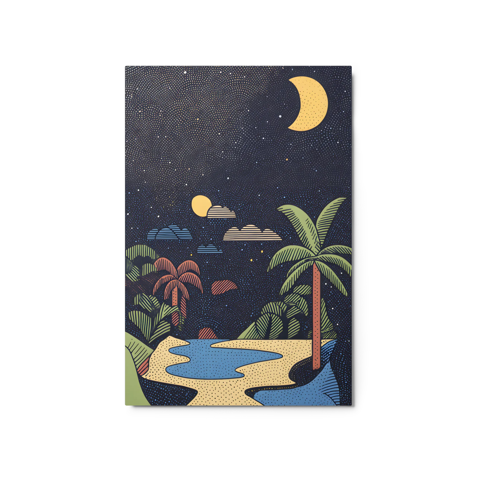 Moonlit Tropical Coast 
 Metal Print | 20″x 30″