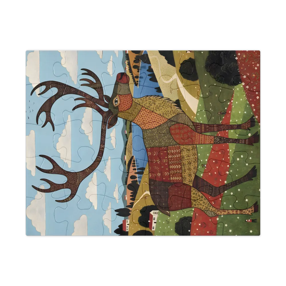 Patchwork Stag 
 Jigsaw Puzzle in Tin Box