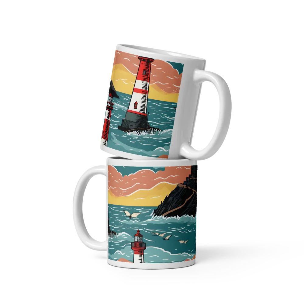 Lighthouses in a Whimsical Ocean | Mugs | Multiple Sizes & Colors