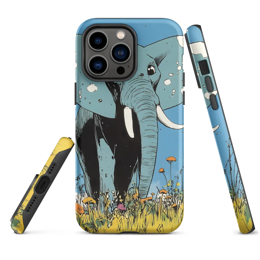 Whimsical Blue Elephant in Bloom