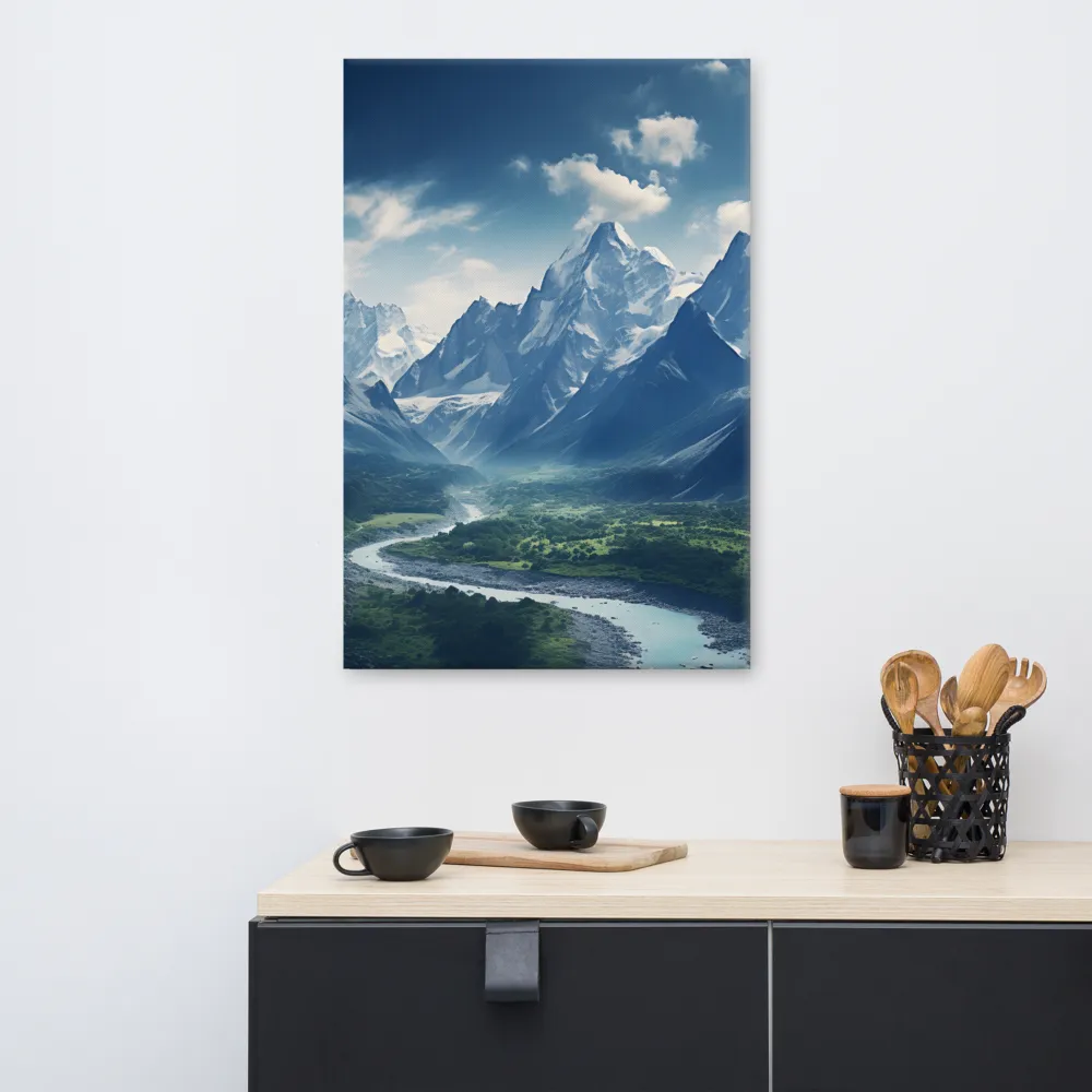 Majestic Serenity: A Landscape of Mountains and Rivers | Canvas | 24″×36″