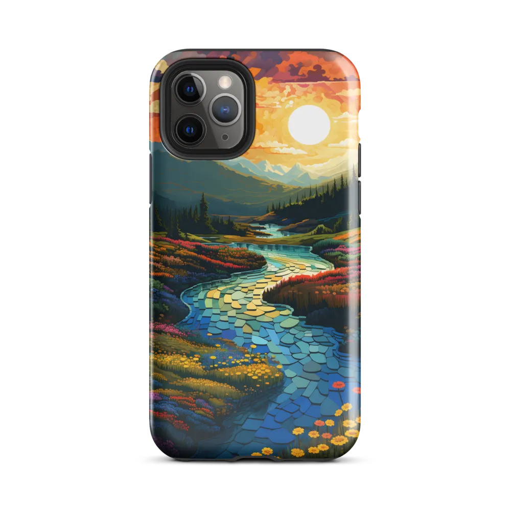 Serenity in Sunset: A Winding River's Embrace