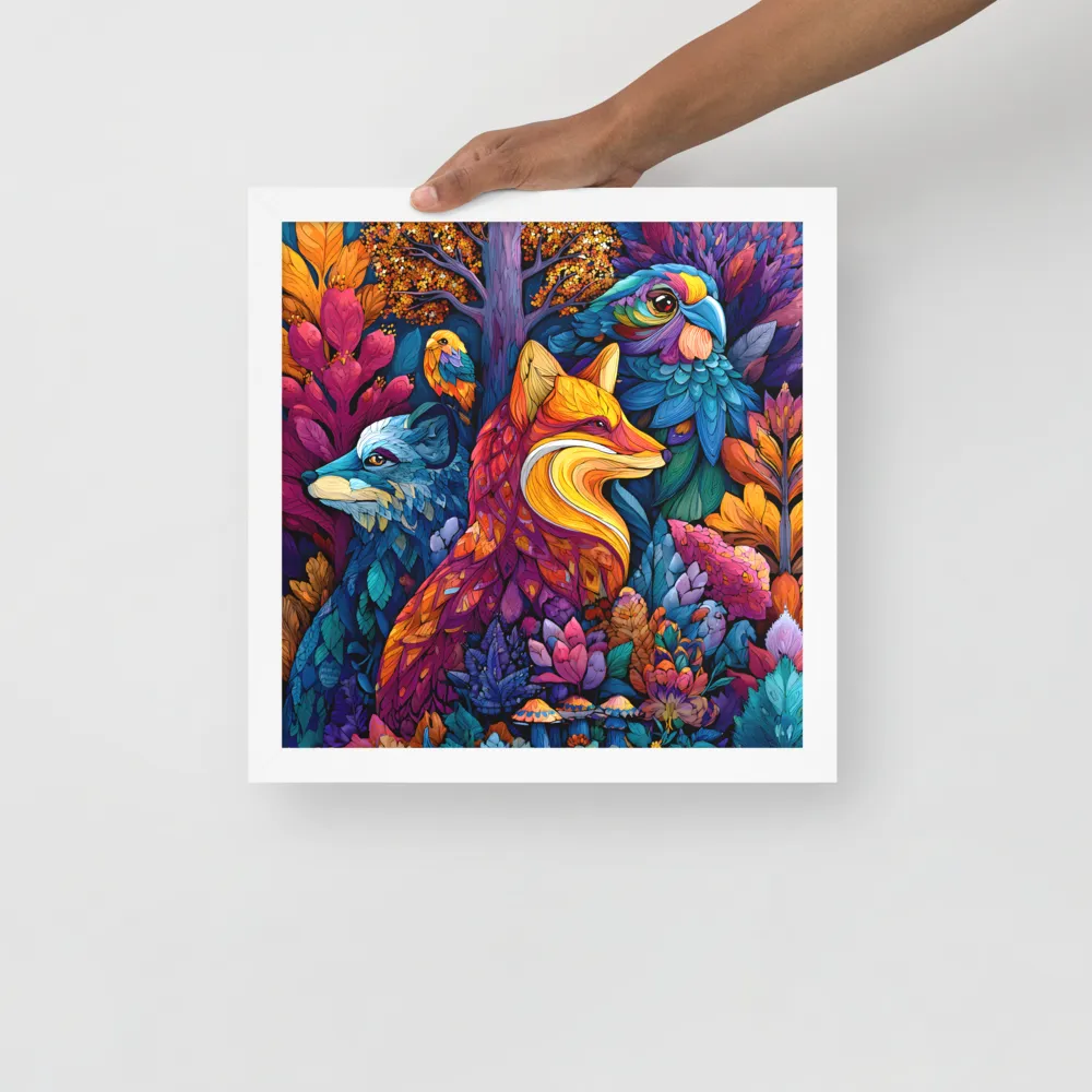 Chromatic Forest Trio 
 Poster with White Frame | 14″x 14″