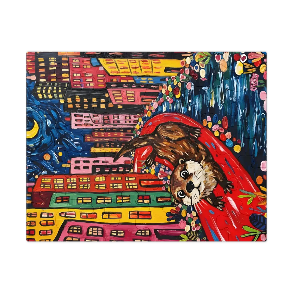 Starry Night Otter 
 Jigsaw Puzzle in Tin Box