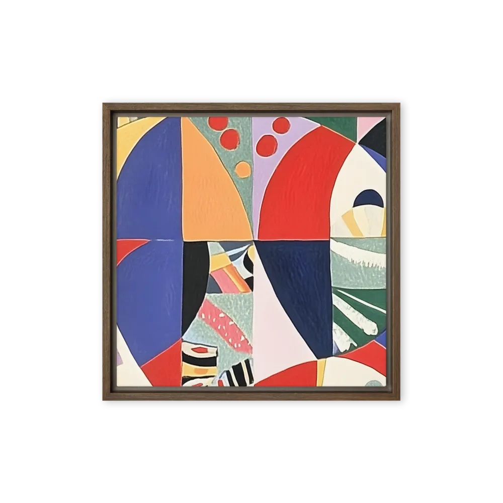Dynamic Mosaic Symmetry | Canvas with Brown Frame | 16″×16″