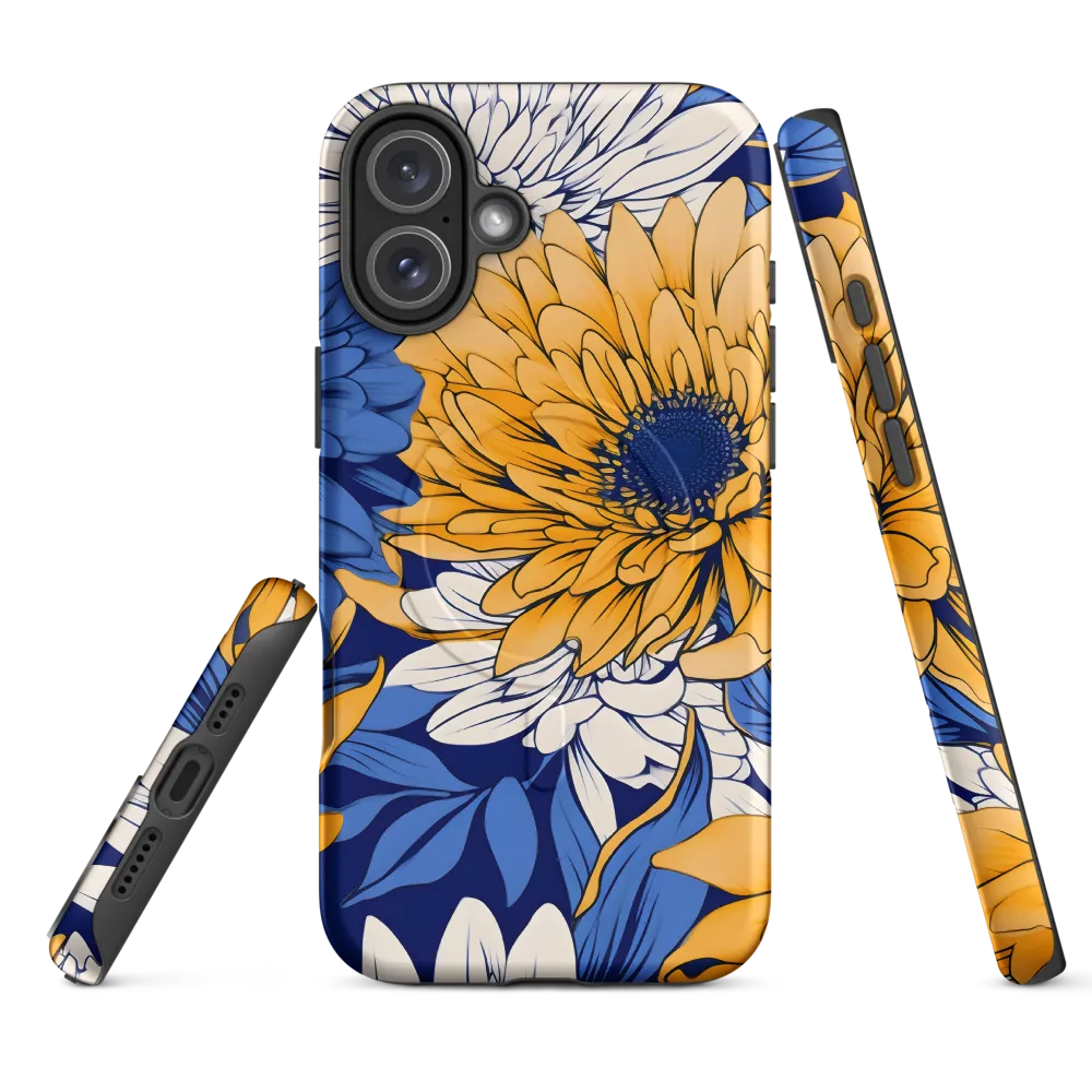 Floral Harmony in Blue and Yellow