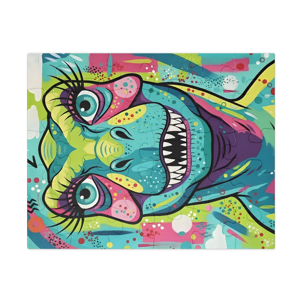 Neon Dino Portrait 
 Jigsaw Puzzle in Tin Box