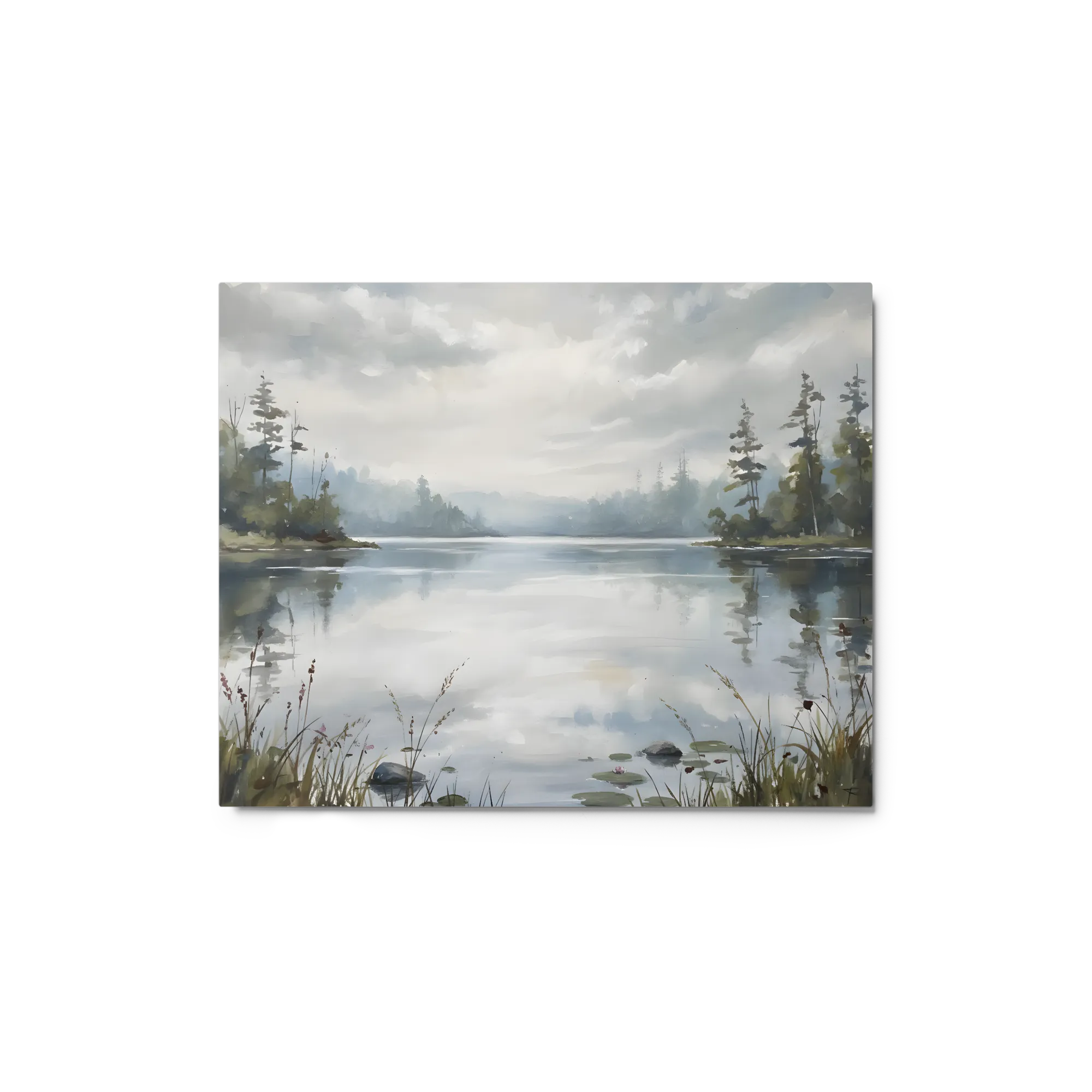 Tranquil Forest Lake 
 Metal Print | 8″x 10″