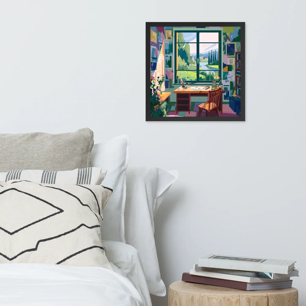 Sunlit Studio Window 
 Poster with Black Frame | 16″x 16″