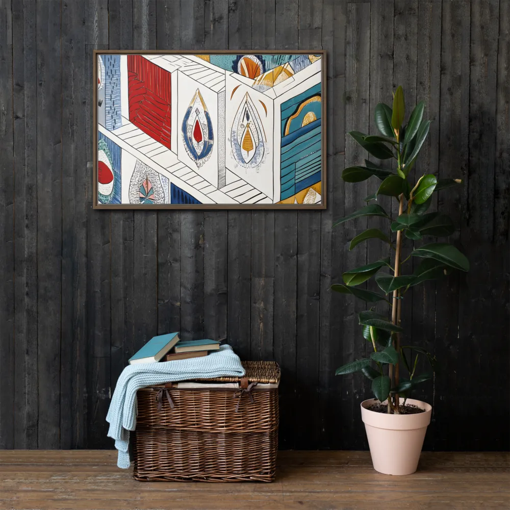 Symphony of Geometric Harmony | Canvas with Brown Frame | 24″×36″