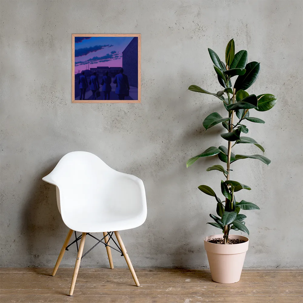 The Twilight Stroll | Poster with Red oak Frame | 18″×18″