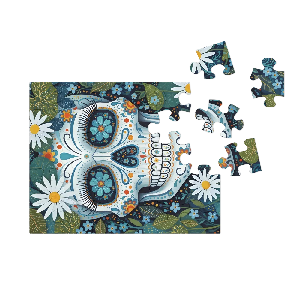 Floral Sugar Skull 
 Jigsaw Puzzle in Tin Box