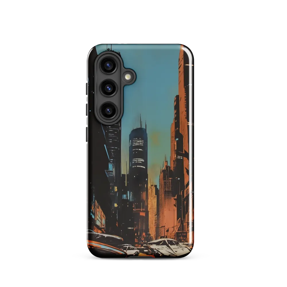 Futuristic Cityscape in Blue and Orange | Phone Case |  S24 | Tough Case | Glossy